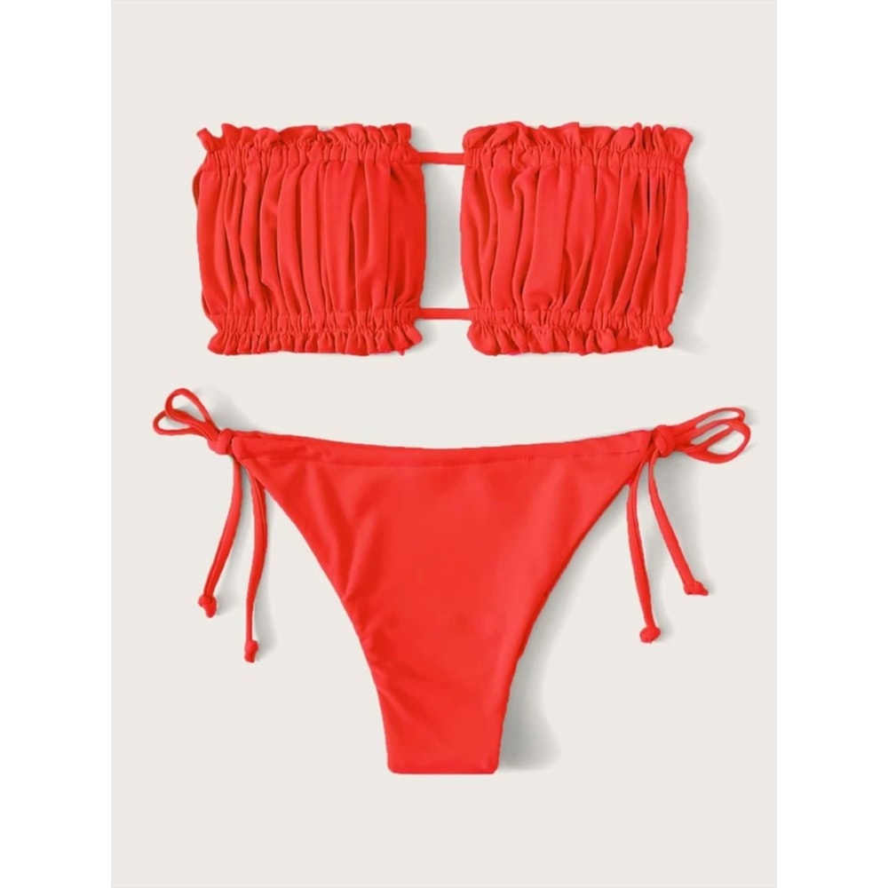 Red Ruffled Bikini Set - Picture 2 of 4